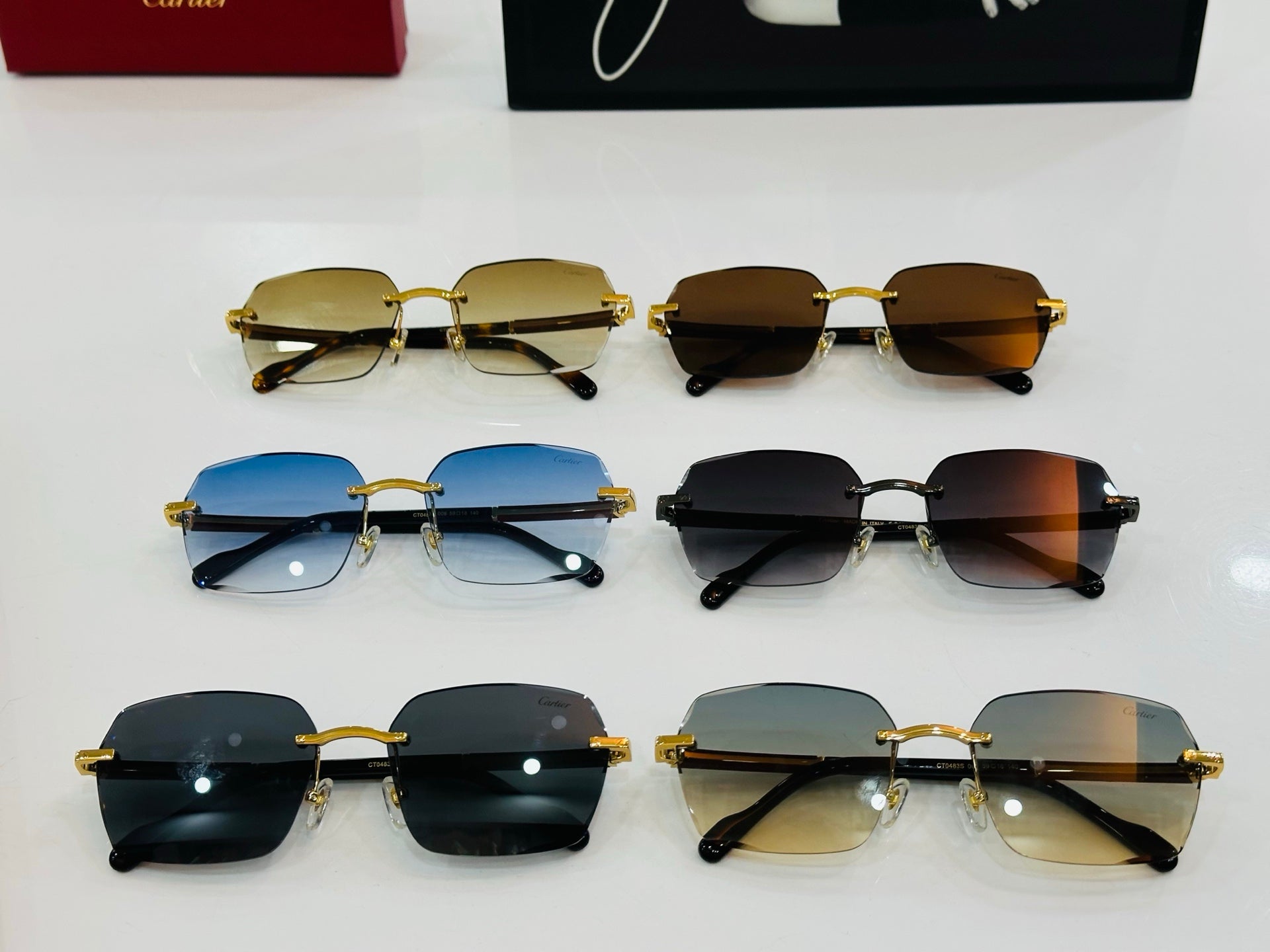 CARTIER SIGNATURE RECTANGULAR FRAME SUNGLASSES CT0483S IN METAL AND WOODEN