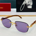 CARTIER RIMLESS SQUARE FRAME SUNGLASSES CT0605S IN METAL AND WOODEN