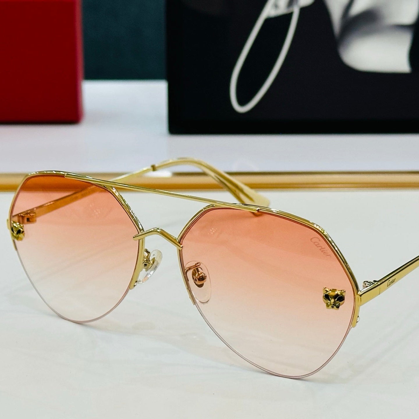 CARTIER SIGNATURE AVIATOR FRAME SUNGLASSES CT0355S IN METAL