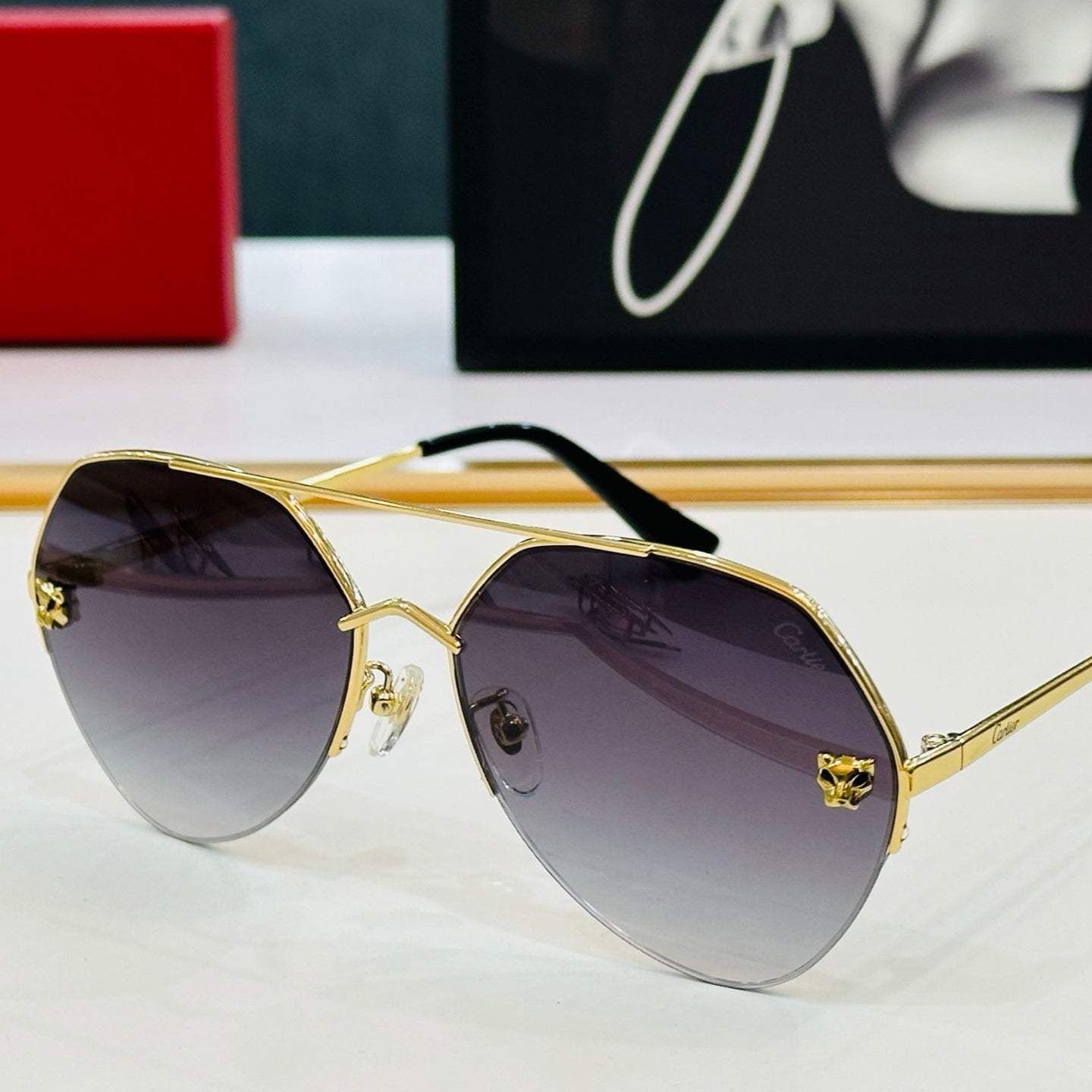 CARTIER SIGNATURE AVIATOR FRAME SUNGLASSES CT0355S IN METAL
