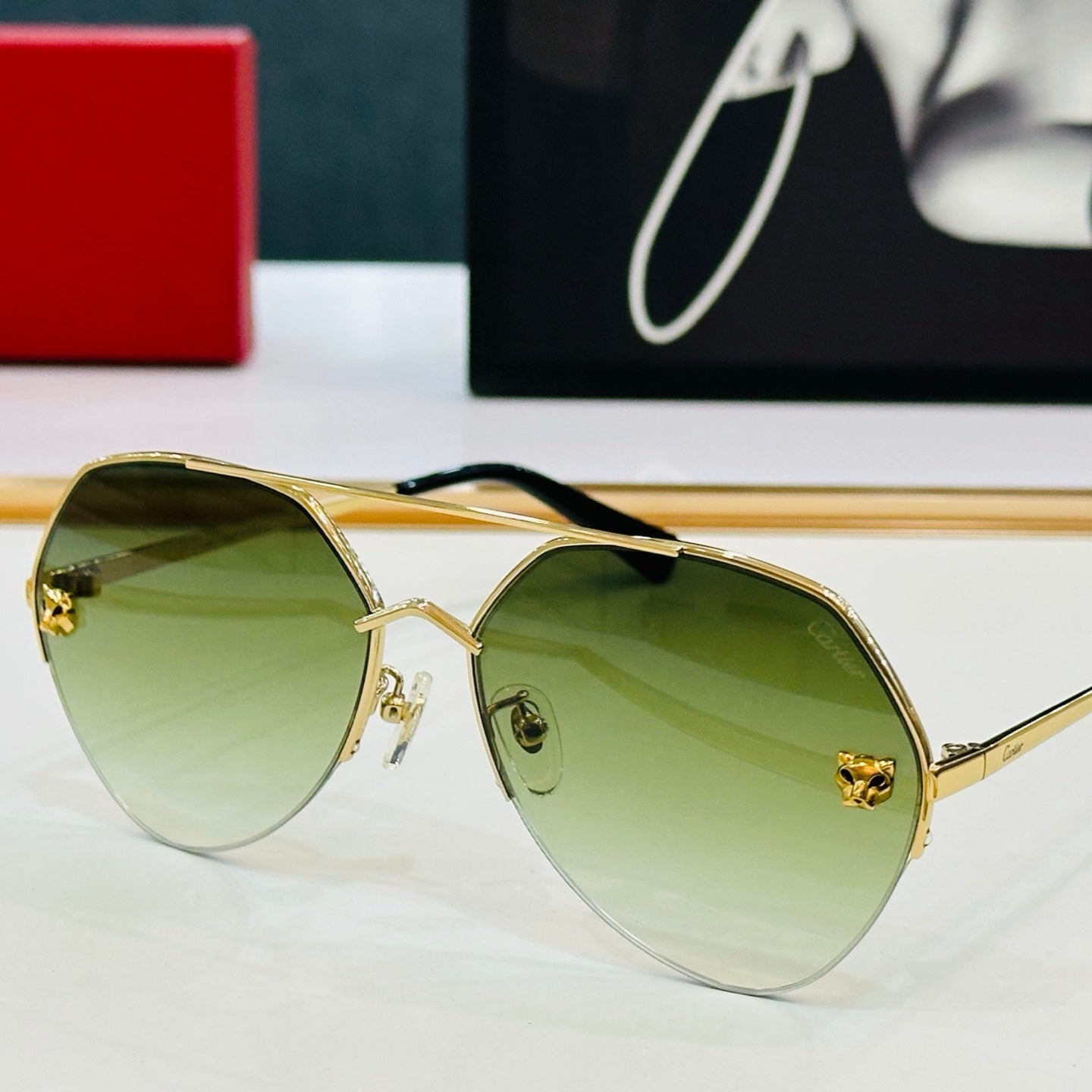 CARTIER SIGNATURE AVIATOR FRAME SUNGLASSES CT0355S IN METAL