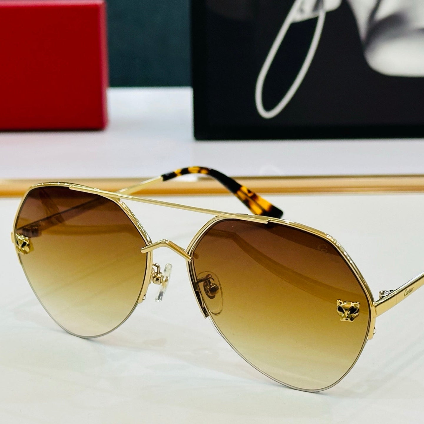 CARTIER SIGNATURE AVIATOR FRAME SUNGLASSES CT0355S IN METAL