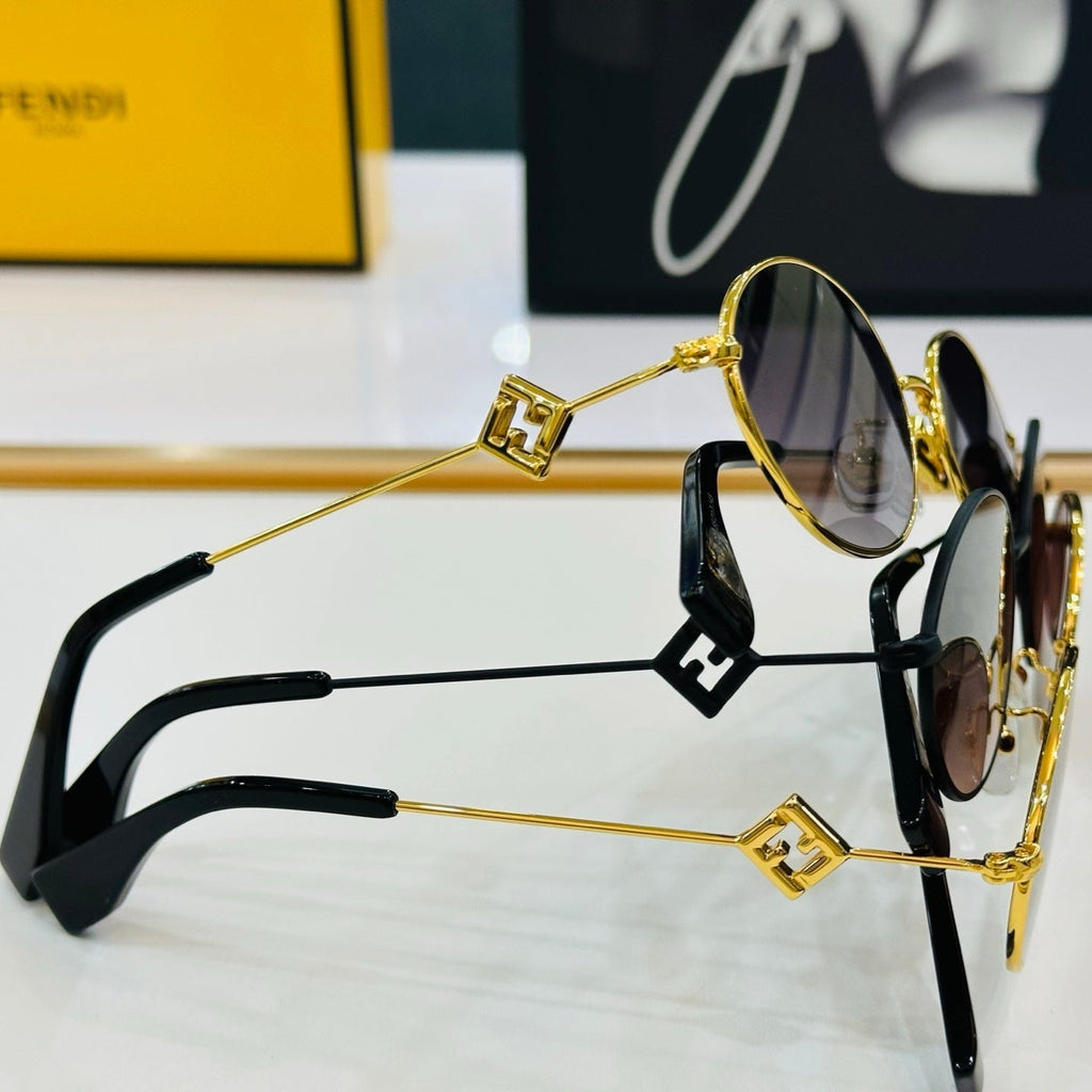 FENDI FIRST CRYSTAL OVAL FRAME SUNGLASSES E40151 IN METAL