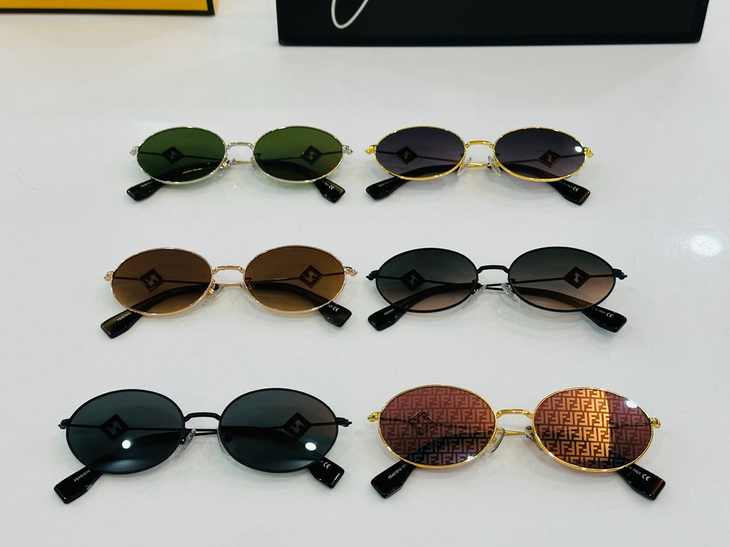 FENDI FIRST CRYSTAL OVAL FRAME SUNGLASSES E40151 IN METAL