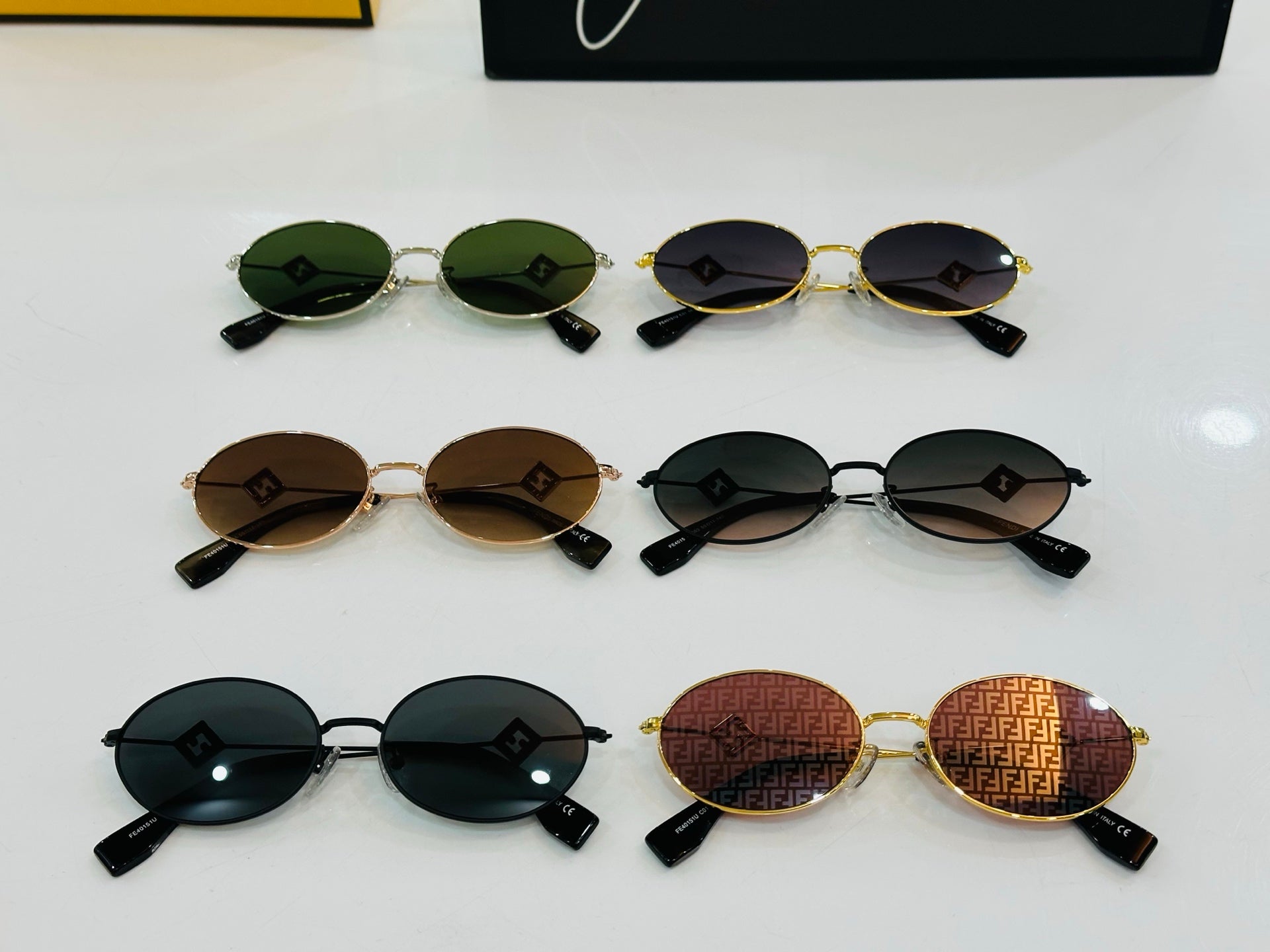 FENDI FIRST CRYSTAL OVAL FRAME SUNGLASSES E40151 IN METAL