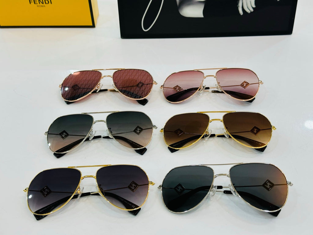 FENDI SKY AVIATOR FRAME SUNGLASSES E40150U IN METAL