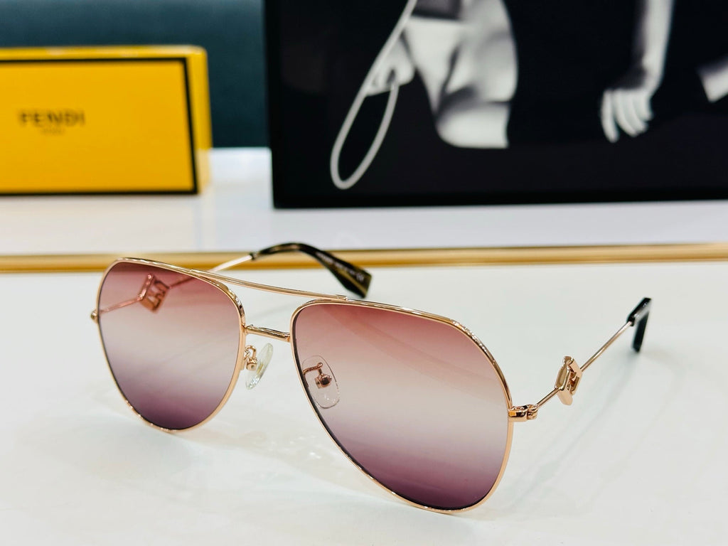 FENDI SKY AVIATOR FRAME SUNGLASSES E40150U IN METAL