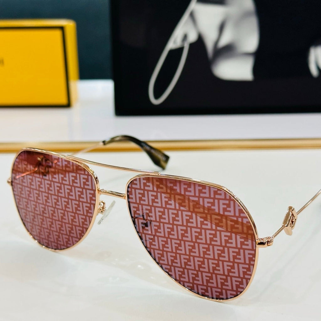FENDI SKY AVIATOR FRAME SUNGLASSES E40150U IN METAL