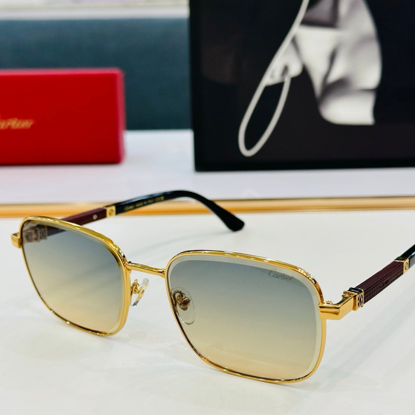 CARTIER PREMIÈRE RECTANGULAR FRAME SUNGLASSES CT0491S IN METAL