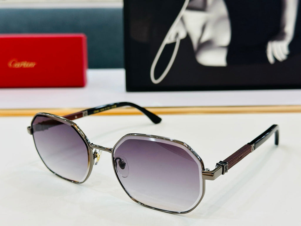 CARTIER PREMIÈRE GEOMETRIC FRAME SUNGLASSES CT0492S IN METAL