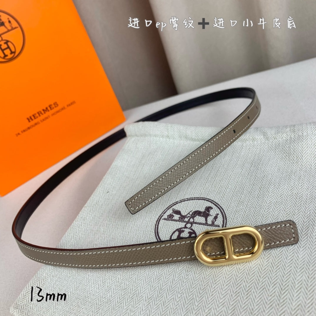 HERMES MAILLON H BELT BUCKLE & REVERSIBLE COFFEE BROWN LEATHER STRAP 13 MM GOLD HARDWARE