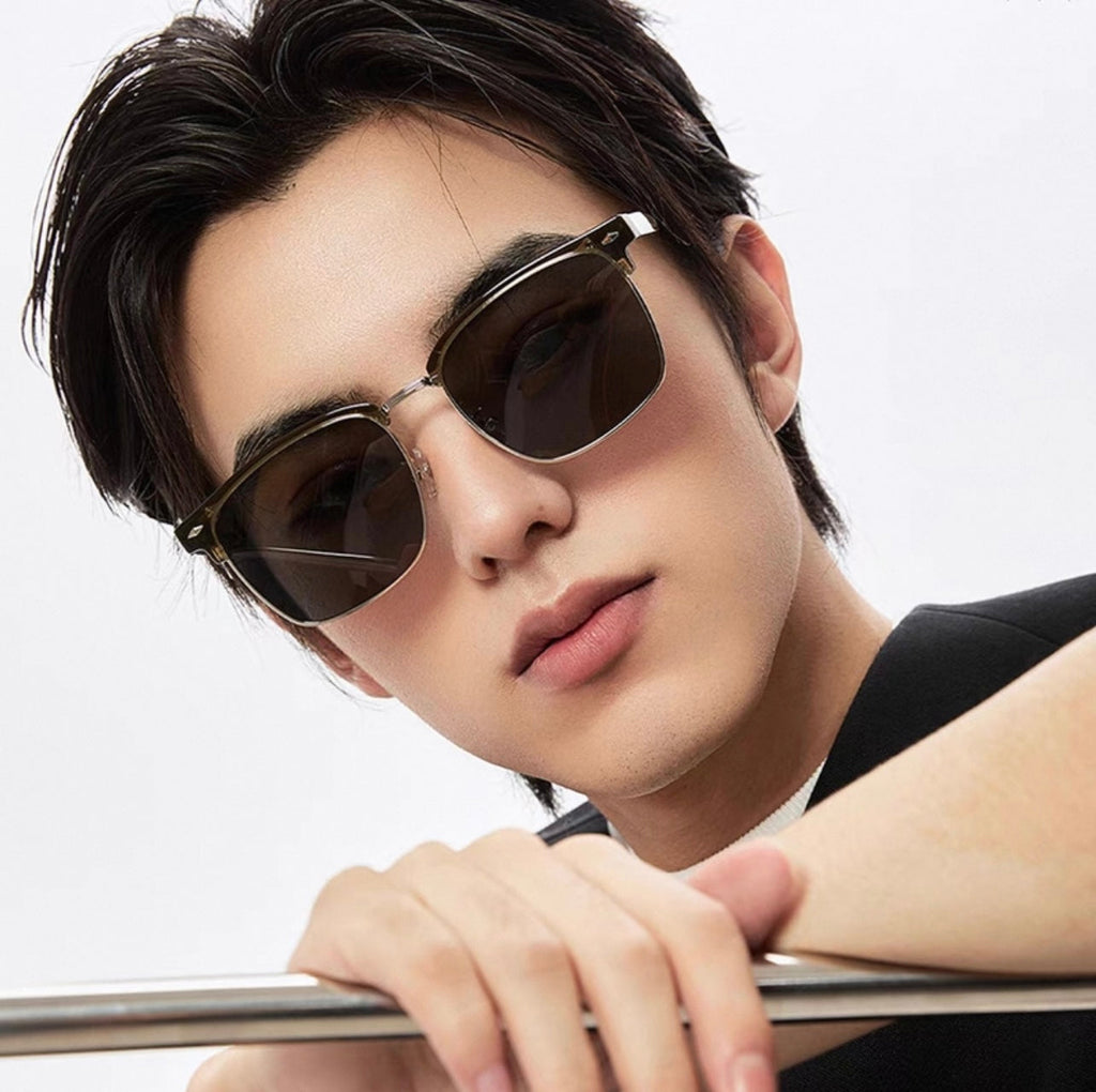 GUCCI RECTANGULAR FRAME SUNGLASSES G7637 IN METAL AND ACETATE