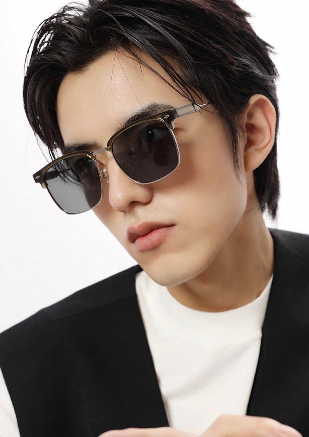 GUCCI RECTANGULAR FRAME SUNGLASSES G7637 IN METAL AND ACETATE