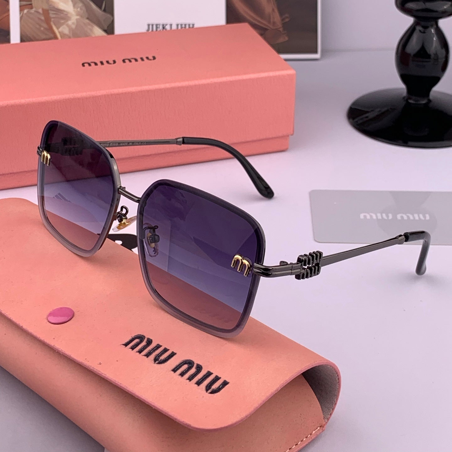 MIU MIU RUNWAY SQUARE SUNGLASSES M9407 IN METAL