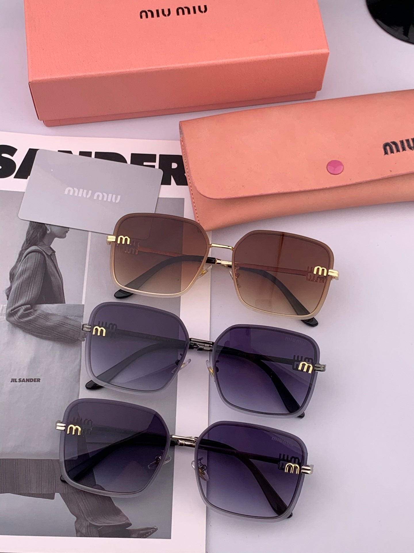 MIU MIU RUNWAY SQUARE SUNGLASSES M9407 IN METAL