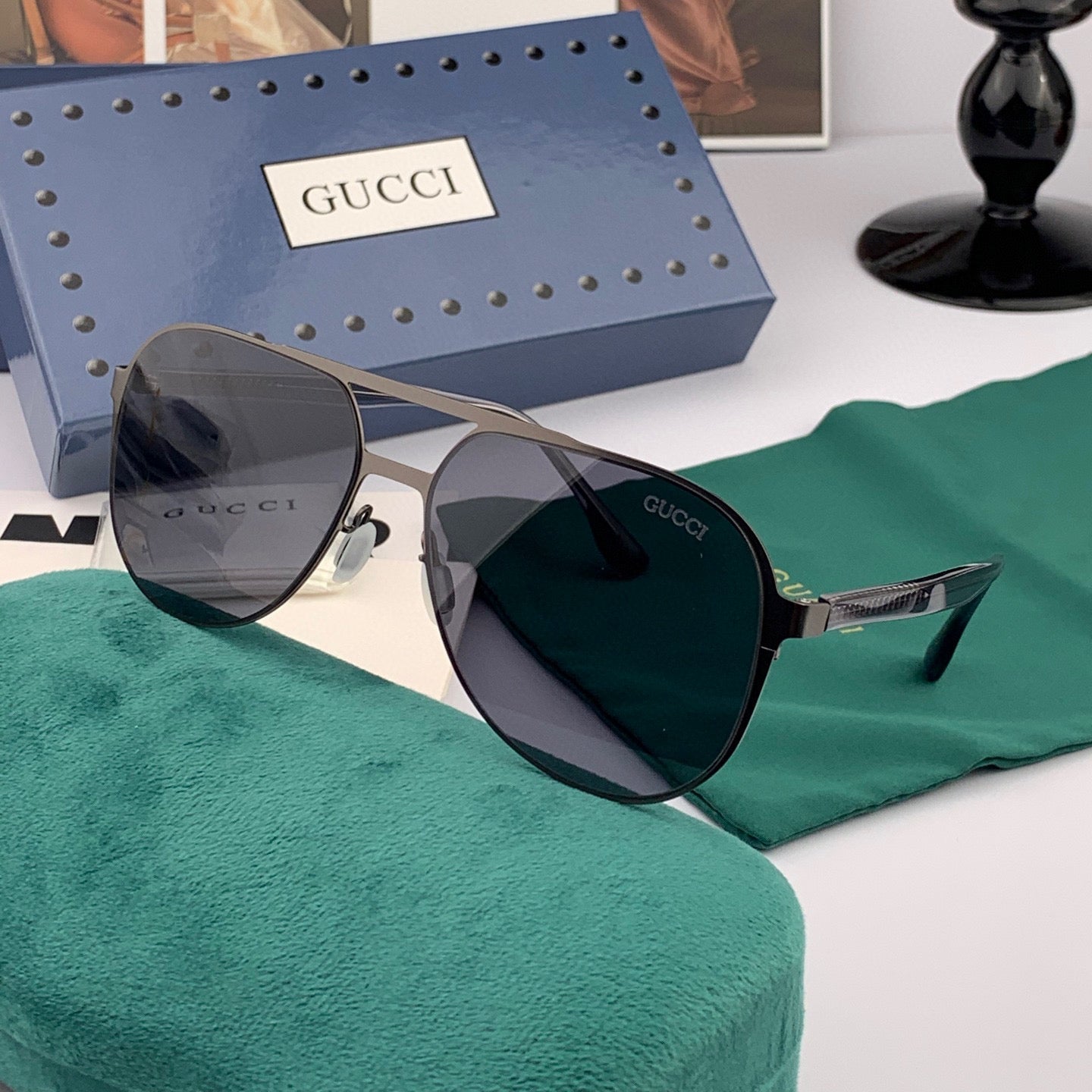 GUCCI AVIATOR FRAME SUNGLASSES G7810 IN METAL