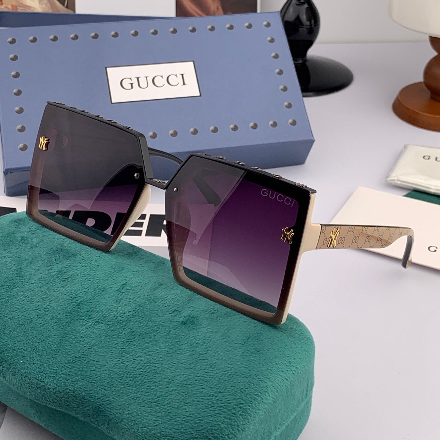GUCCI GEOMETRIC FRAME SUNGLASSES G50195 IN ACETATE