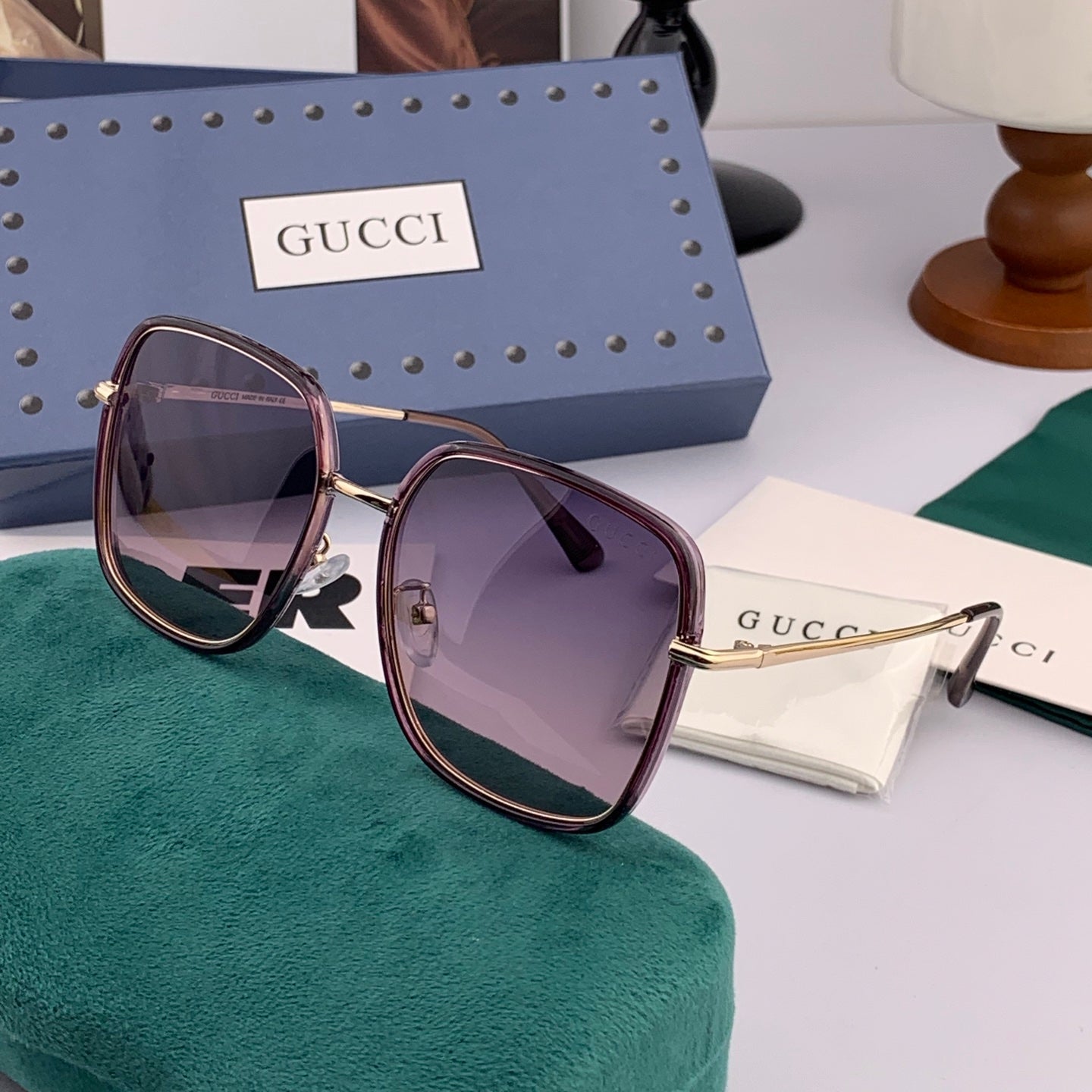 GUCCI SQUARE FRAME SUNGLASSES G3142 IN ACETATE AND METAL