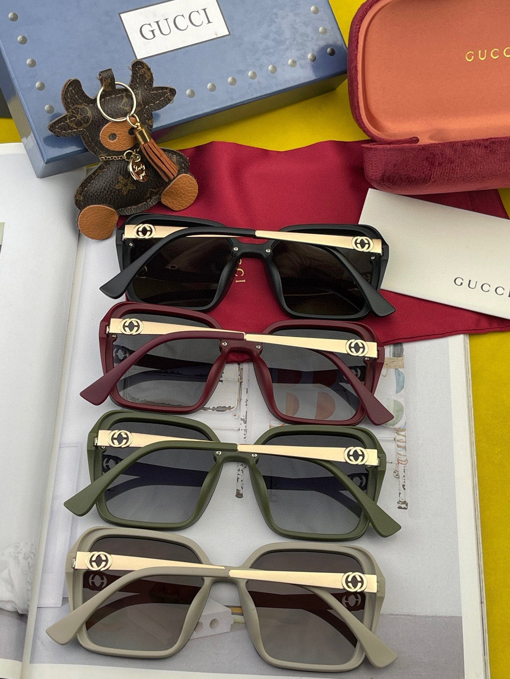 GUCCI BORDERED SQUARE FRAME SUNGLASSES G0607 IN ACETATE
