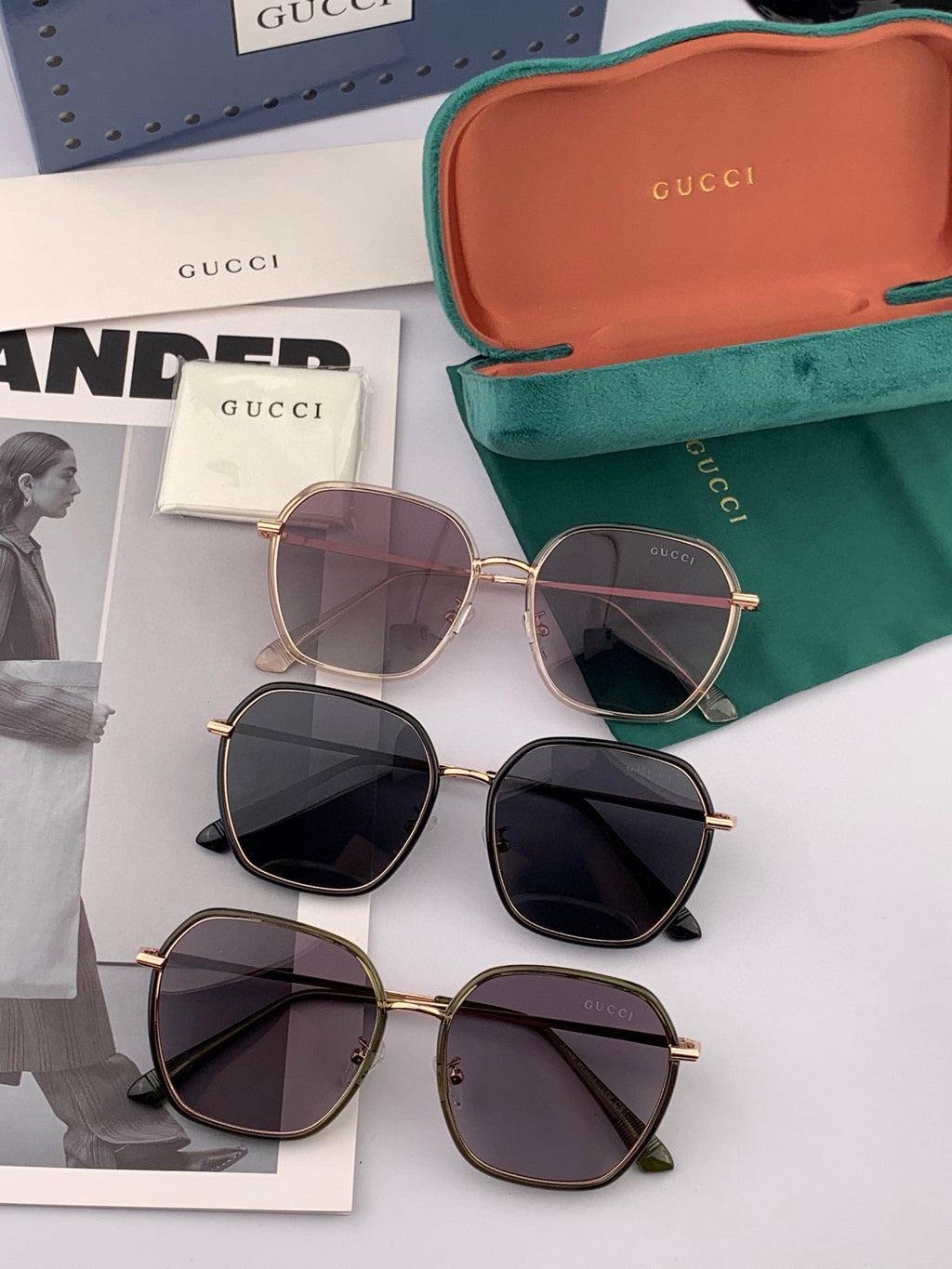 GUCCI SQUARE FRAME SUNGLASSES G8384 IN METAL AND ACETATE