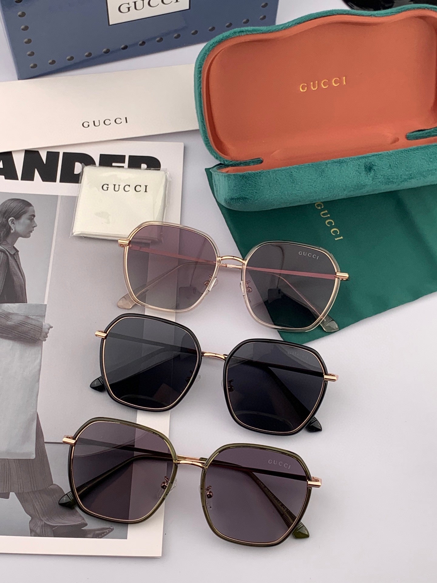 GUCCI SQUARE FRAME SUNGLASSES G8384 IN METAL AND ACETATE