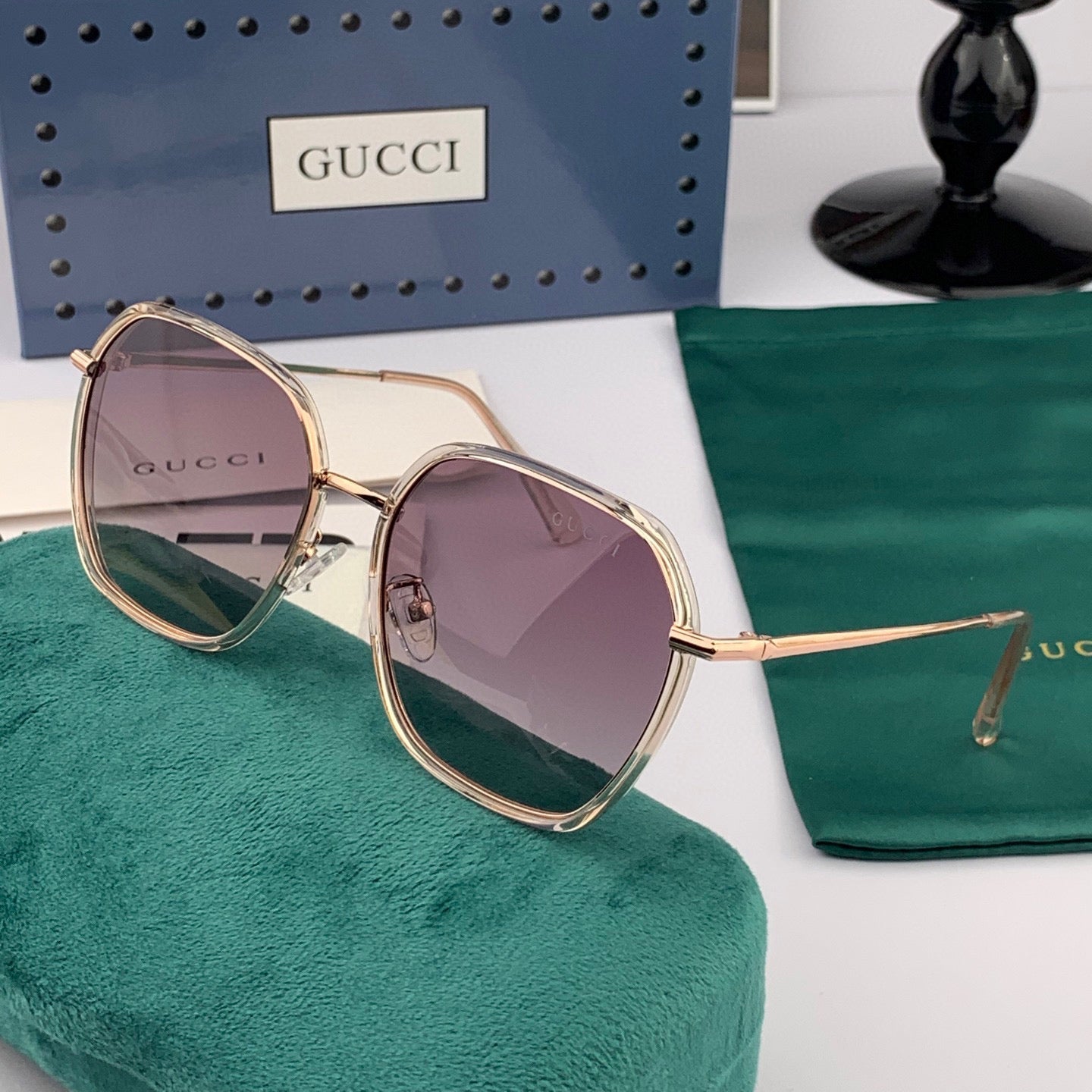 GUCCI SQUARE FRAME SUNGLASSES G8384 IN METAL AND ACETATE