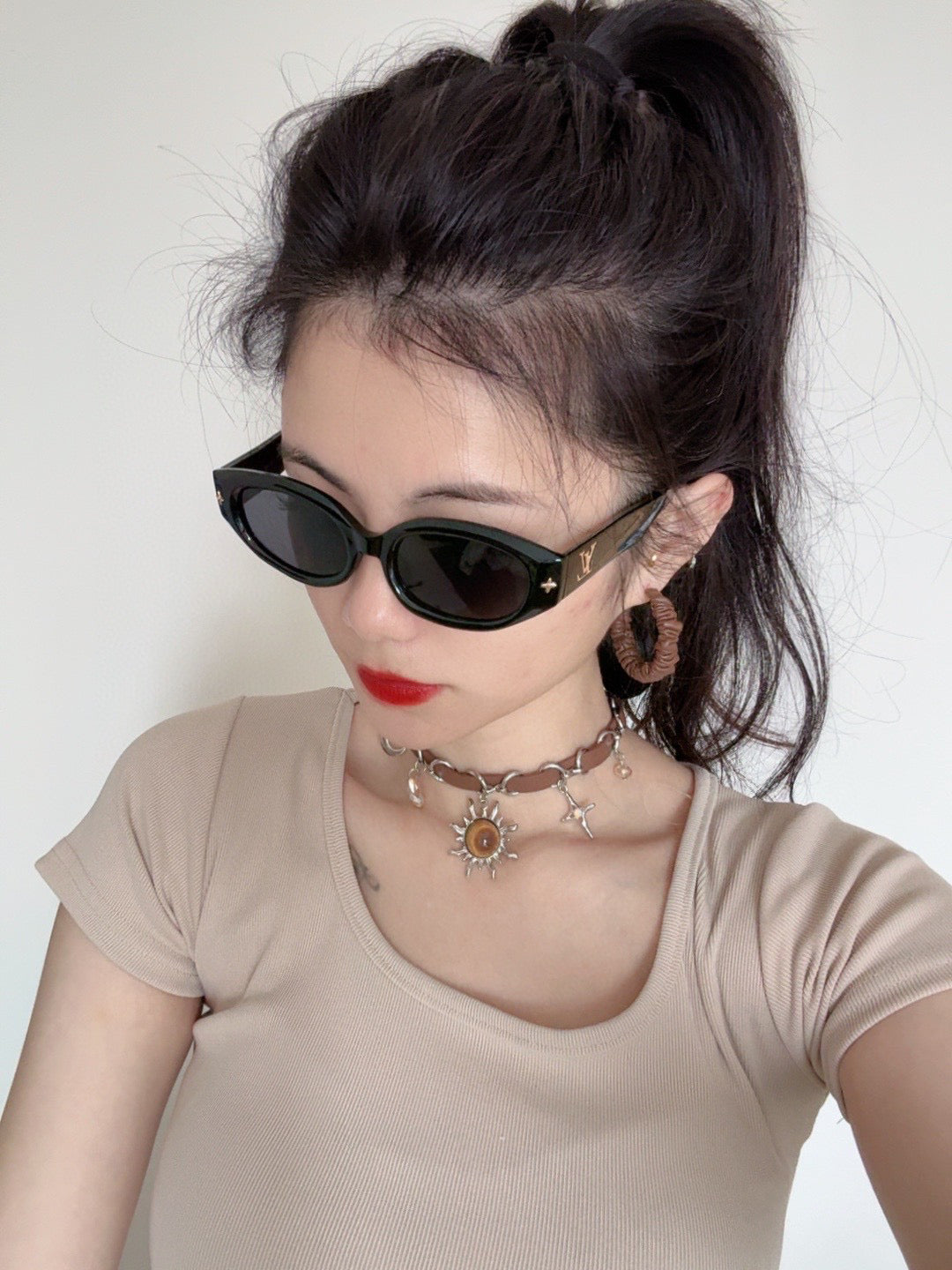 LOUIS VUITTON CAT EYE SUNGLASSES L1335 IN BLACK ACETATE