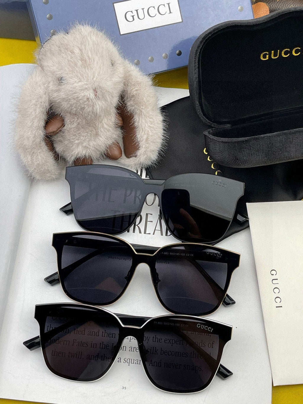 GUCCI RECTANGULAR FRAME METAL SUNGLASSES G380 IN ACETATE
