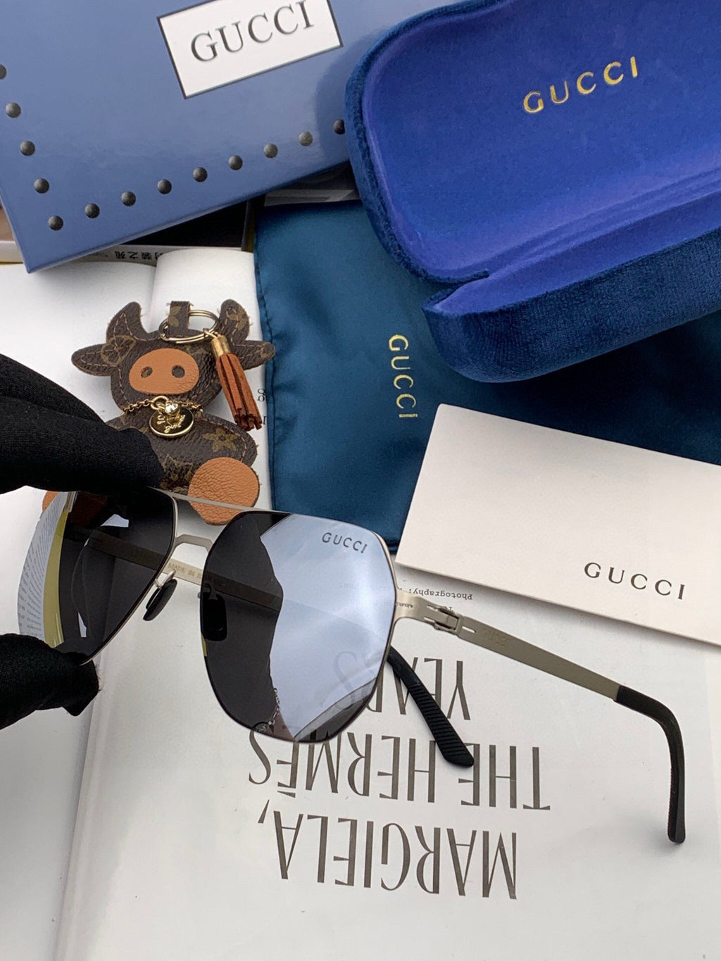 GUCCI NAVIGATOR FRAME SUNGLASSES G7730 IN METAL