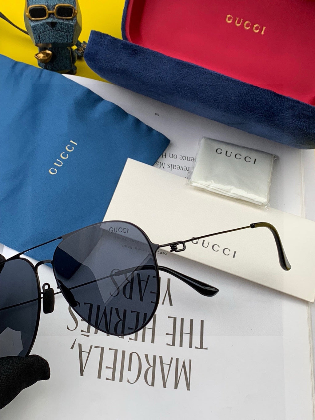 GUCCI AVIATOR FRAME SUNGLASSES 5800 IN METAL