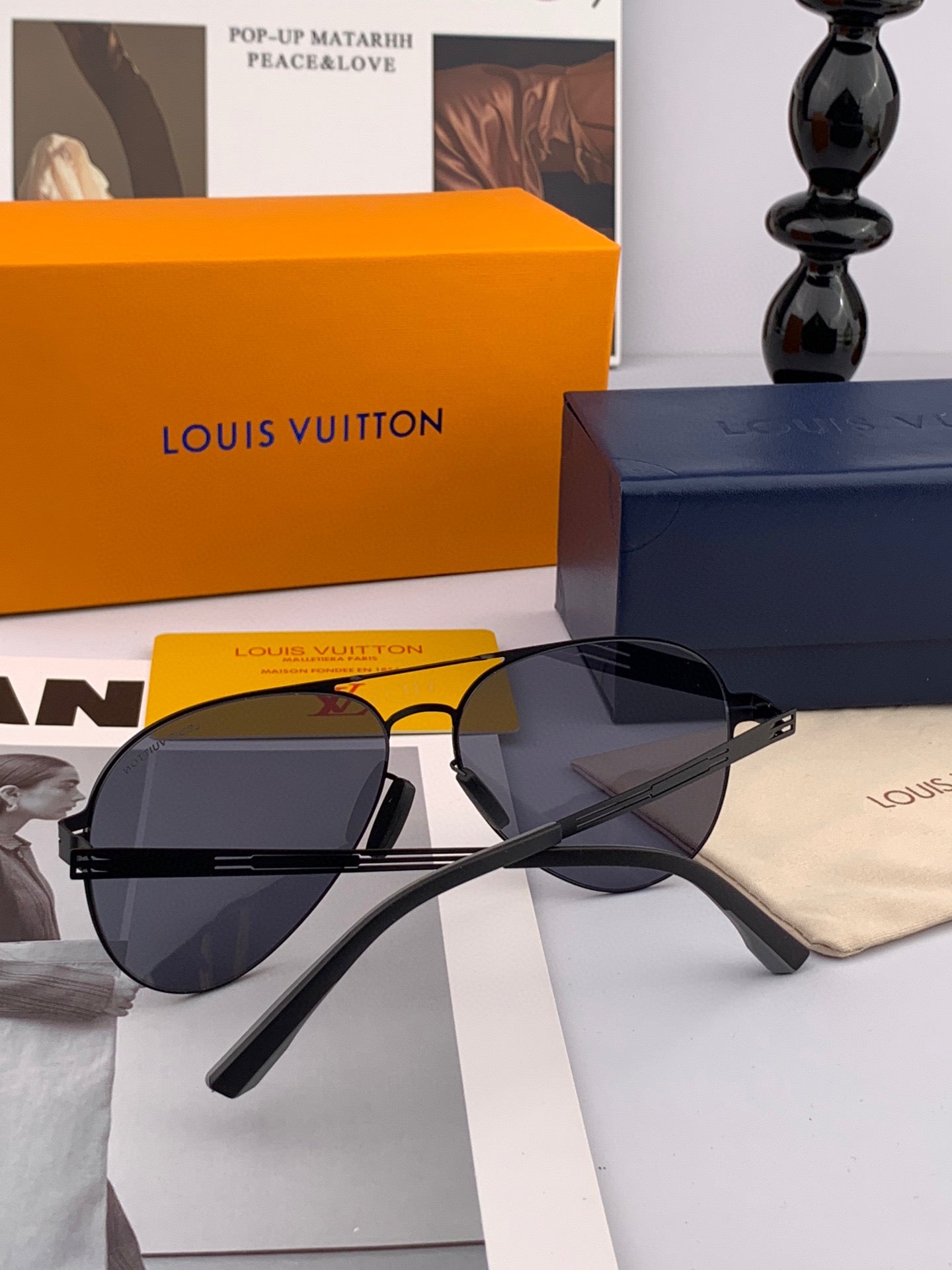 LOUIS VUITTON PILOT SUNGLASSES L169 IN METAL
