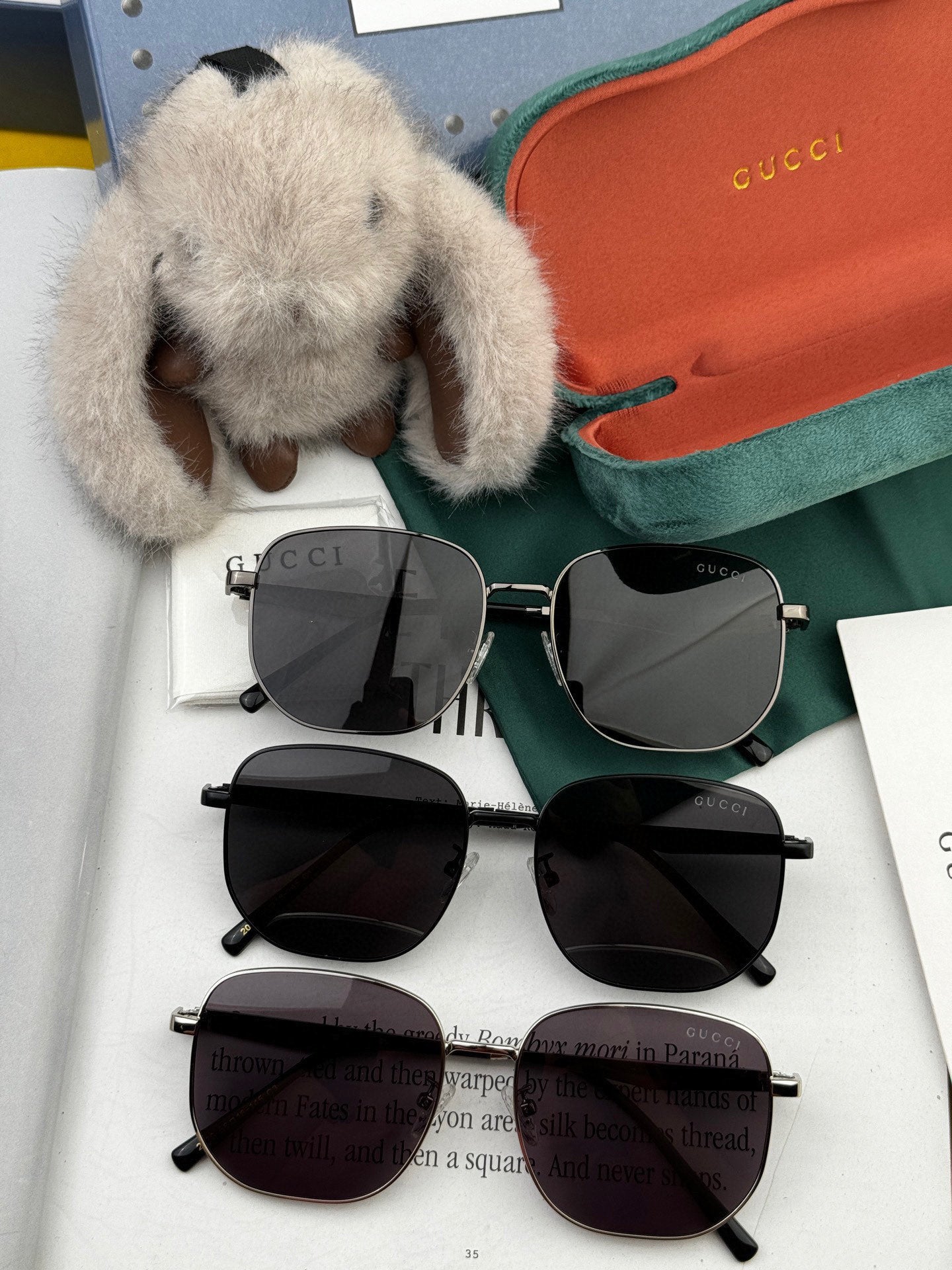 GUCCI LOW NOSEBRIDGE FIT RECTANGULAR SUNGLASSES G0203 IN METAL