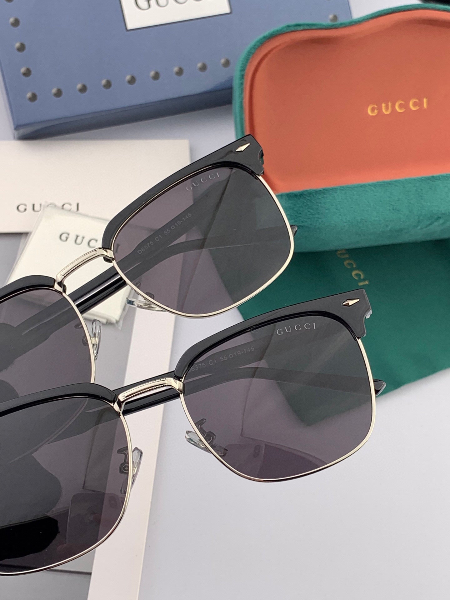 GUCCI SQUARE METAL AND ACETATE SUNGLASSES G5637