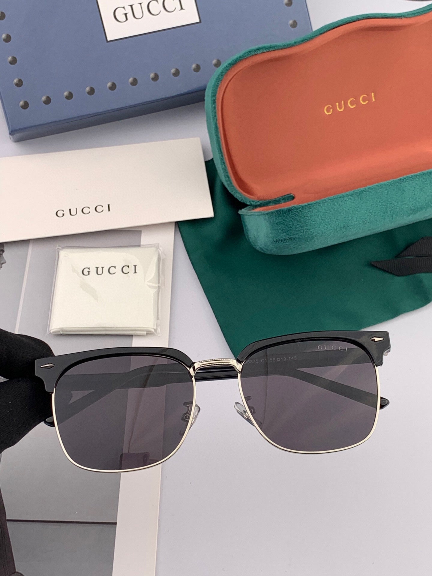 GUCCI SQUARE METAL AND ACETATE SUNGLASSES G5637