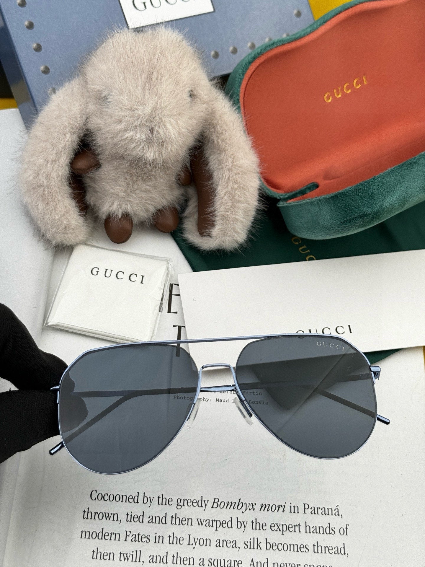 GUCCI AVIATOR FRAME SUNGLASSES 575761 IN METAL