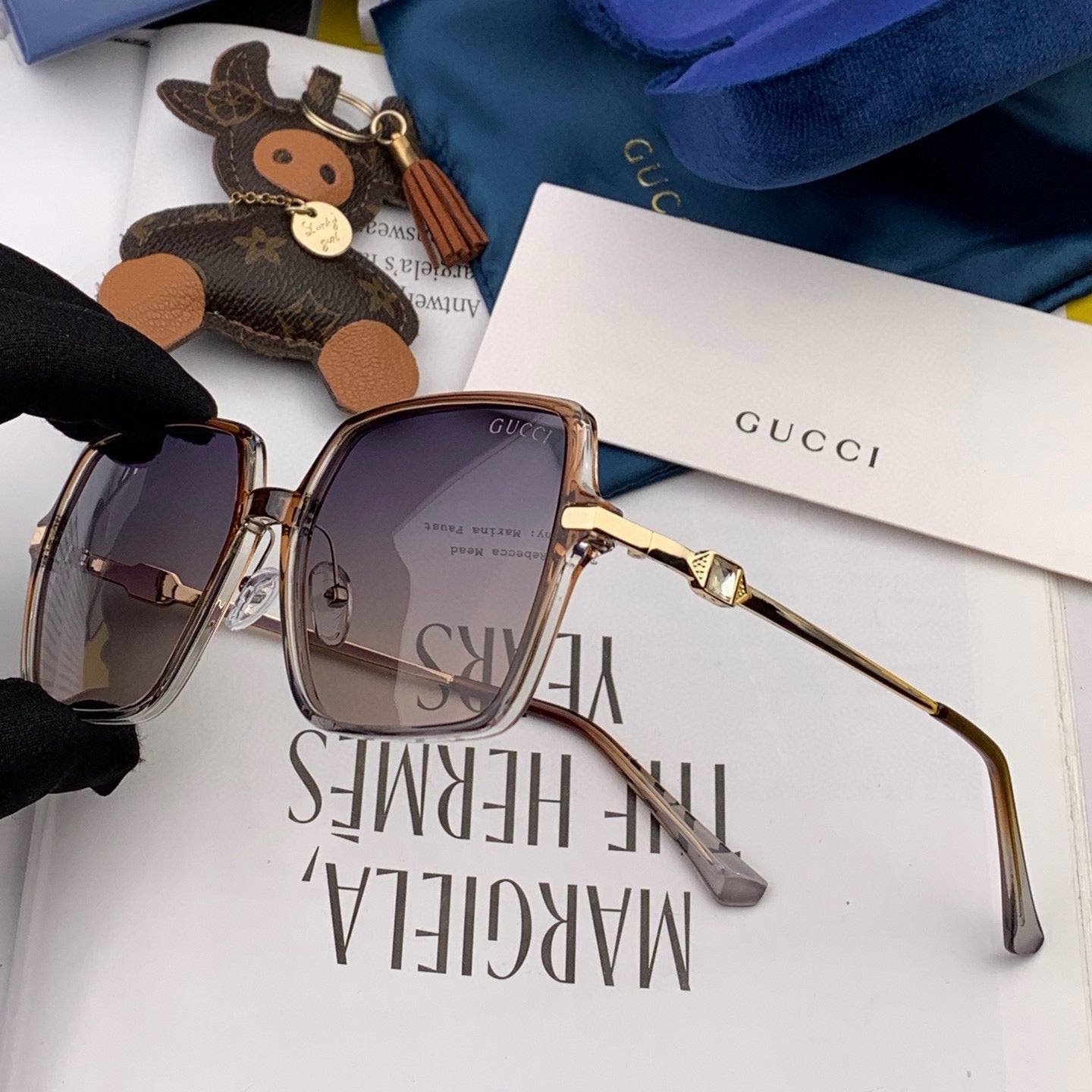 GUCCI OVERSIZED SQUARE FRAME SUNGLASSES G1307 IN ACETATE AND METAL