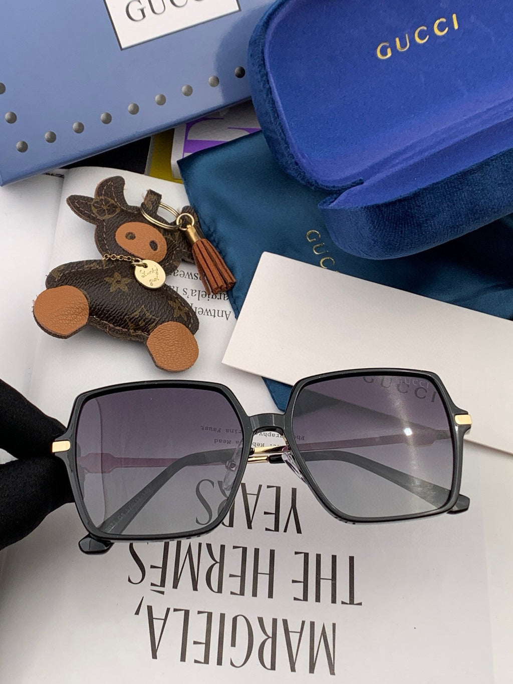 GUCCI OVERSIZED SQUARE FRAME SUNGLASSES G1307 IN ACETATE AND METAL