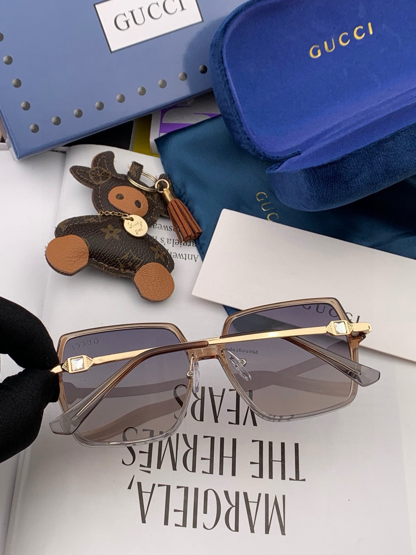 GUCCI OVERSIZED SQUARE FRAME SUNGLASSES G1307 IN ACETATE AND METAL