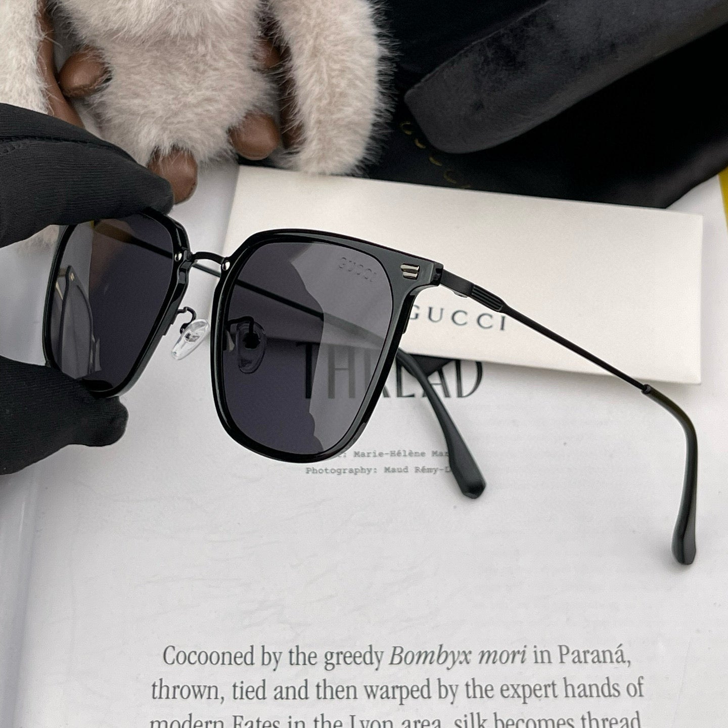 GUCCI SQUARE FRAME SUNGLASSES G81937 IN ACETATE AND METAL