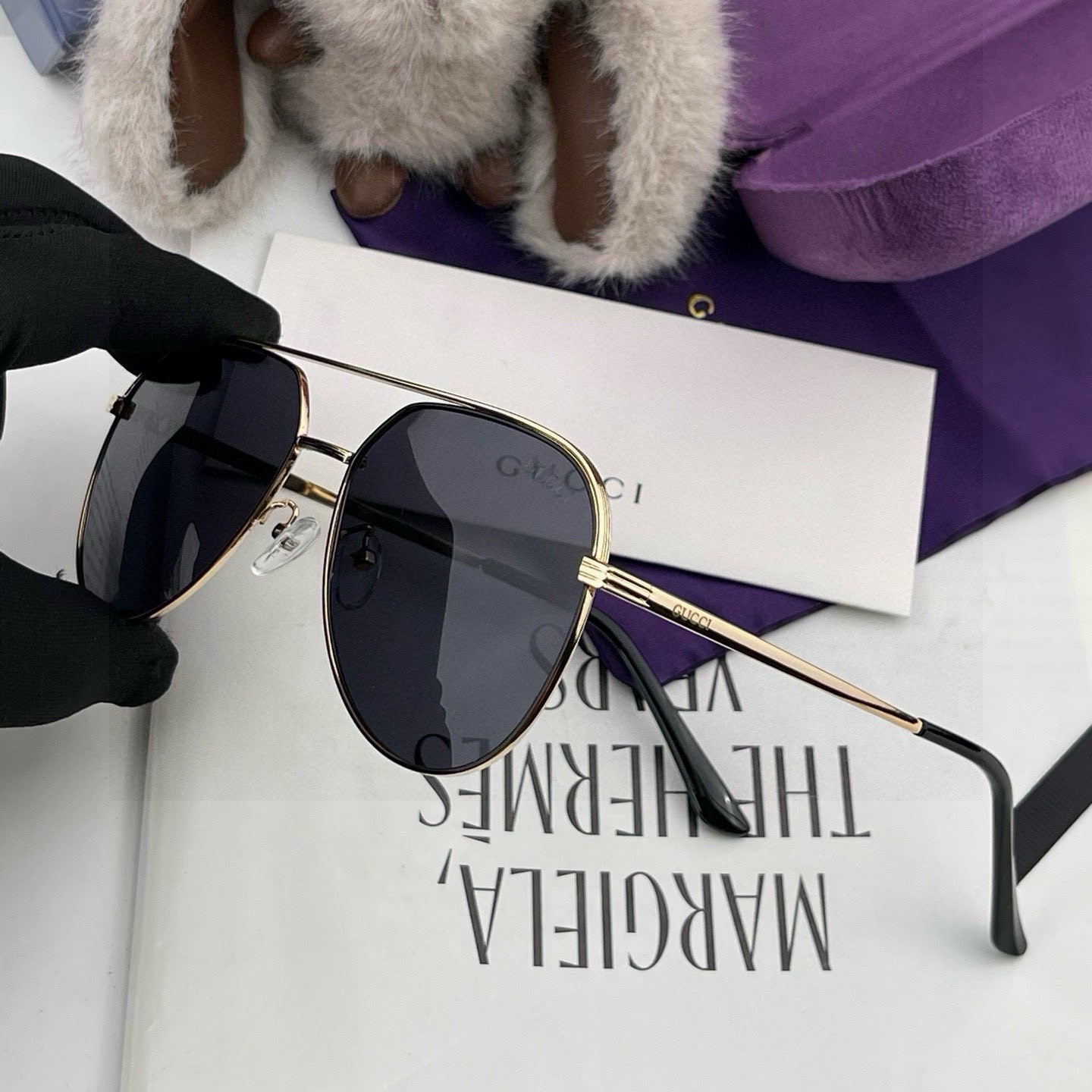 GUCCI AVIATOR FRAME SUNGLASSES 3371 IN METAL