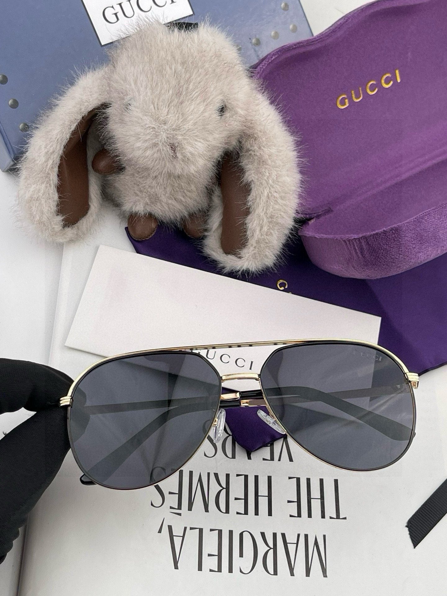 GUCCI AVIATOR FRAME SUNGLASSES 3371 IN METAL