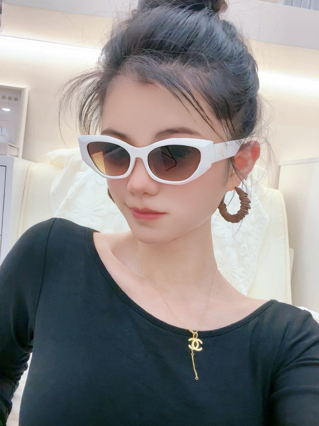 DIOR MONTAIGNE SUNGLASSES D8620 IN WHITE ACETATE BROWN LENSES