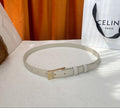 CELINE BELT 18MM IN WHITE CALFSKIN WITH RECTANGULAR BUCKLE EMBOSSED LOGO