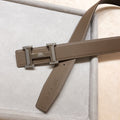 HERMES H D'ANCRE BELT BUCKLE & REVERSIBLE COFFEE BROWN LEATHER STRAP 38 MM SILVER HARDWARE