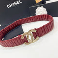 CHANEL DOUBLE  30MM STRETCH BELT IN RED CALFSKIN GOLD CHAIN BUCKLE CRYSTAL LOGO