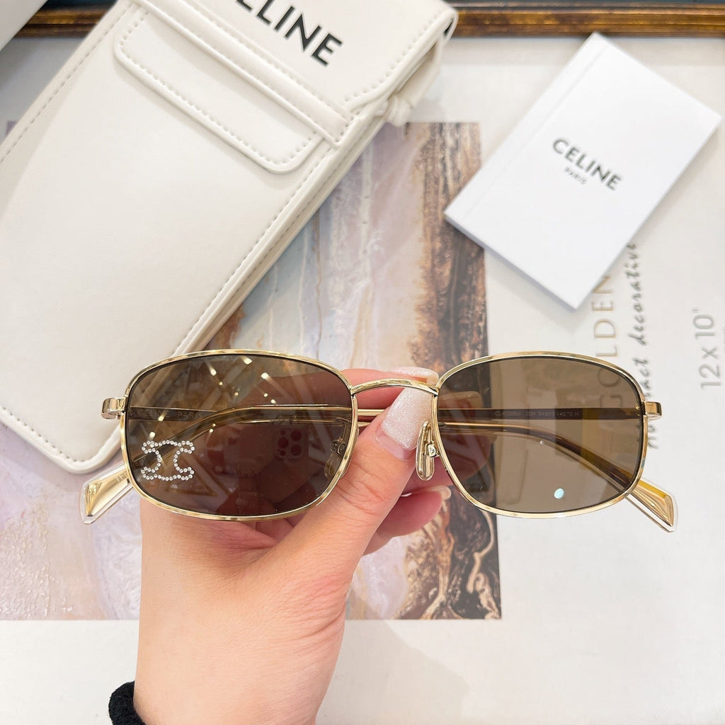CELINE TRIOMPHE RHINESTONE SUNGLASSES CL40285U IN METAL WITH CRYSTALS