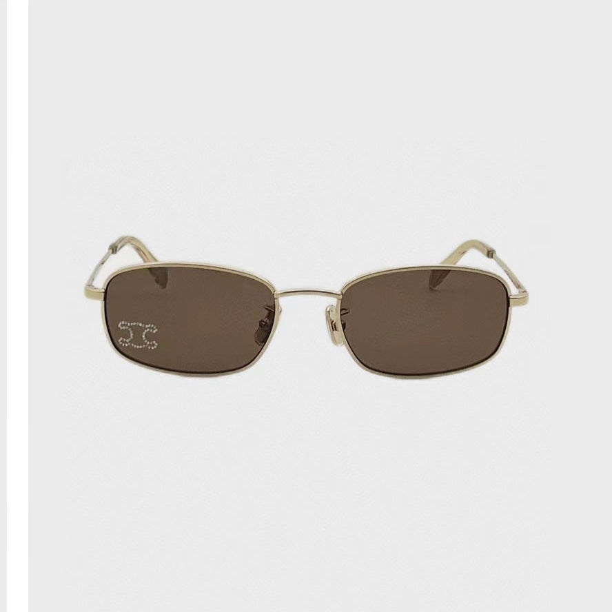 CELINE TRIOMPHE RHINESTONE SUNGLASSES CL40285U IN METAL WITH CRYSTALS