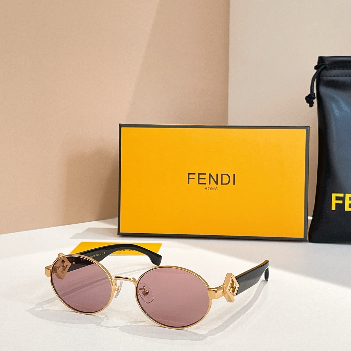FENDI FIRST CRYSTAL CHUNKY OVAL FRAME SUNGLASSES 40277 IN METAL