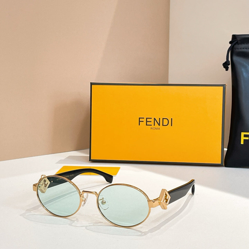 FENDI FIRST CRYSTAL CHUNKY OVAL FRAME SUNGLASSES 40277 IN METAL