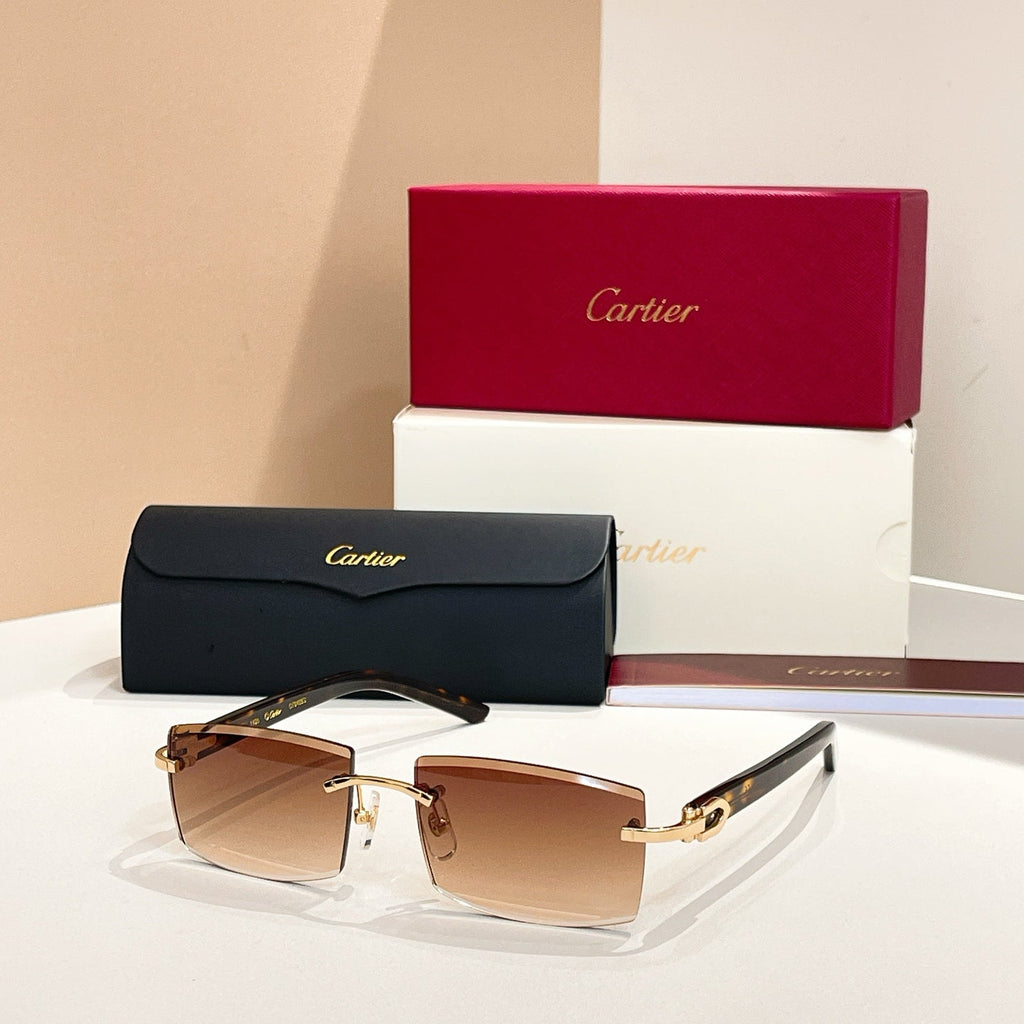 CARTIER RIMLESS RECTANGULAR FRAME SUNGLASSES 571828 IN METAL